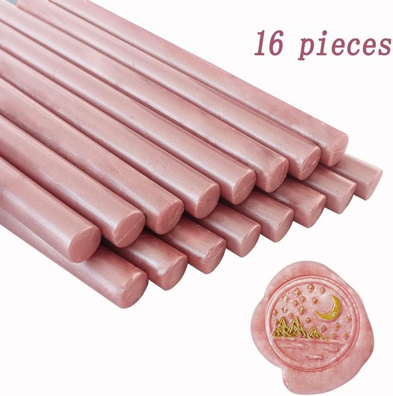 ANBOSE Wax Seal Sticks, 16 Pieces Glue Gun Sealing Wax Sticks for Wax Seal Stamp, Rose Gold Wax Seal Stick for 0.44 Inch Glue Gun, for Wedding Invitations, Cards, Envelopes - Image 2